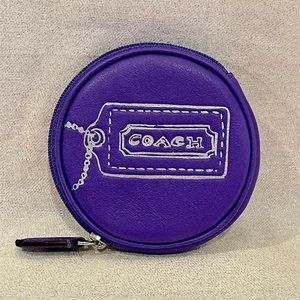 Coach Round Purple Leather Coin Wallet